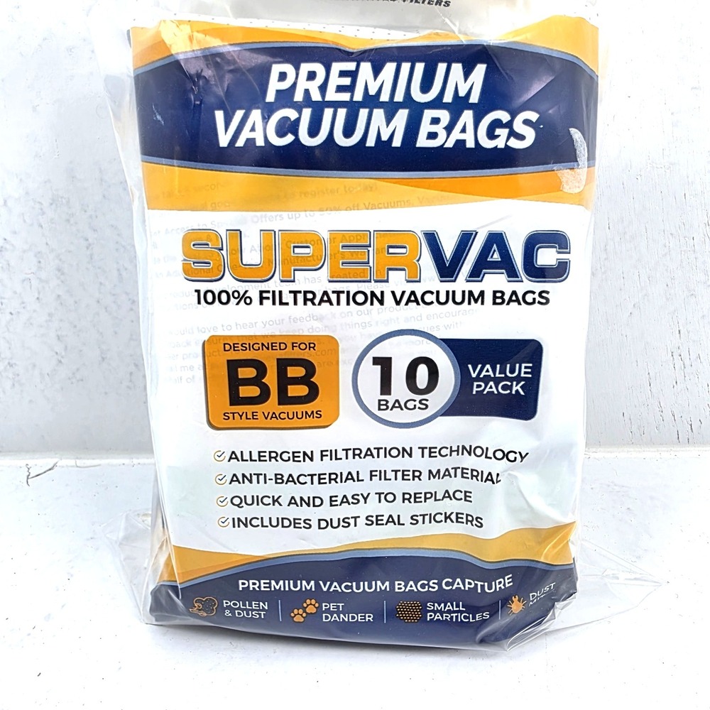 Lot of‎ 3 VEVA 10 Pack Premium SuperVac Vacuum Bags Style BB 100% Filtration NEW